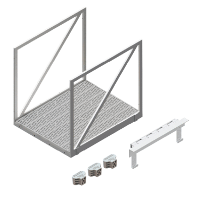 Snap Dock 4′×4′ Modular Gangway Bundle with handrails, 3‑pocket hinge, and three female half couplers.